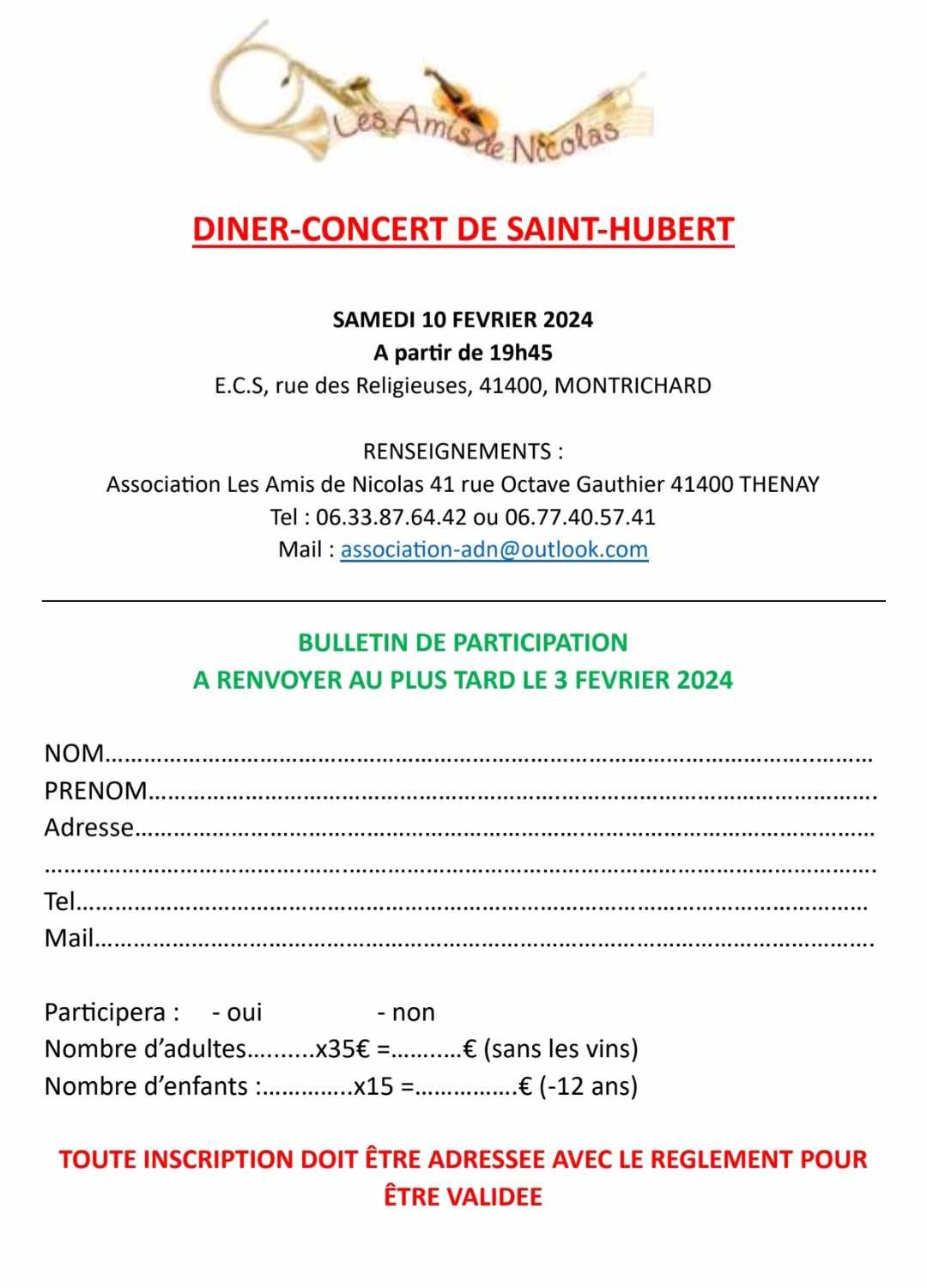 Messe Saint Hubert 2023 les amis de nicolas dromer